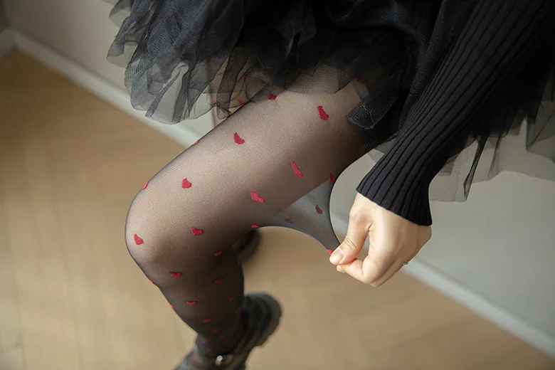 Petit Coeur Collant Mode Collant Coeur Generic Bas En Soie Imprimé