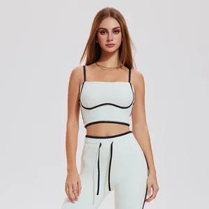 Women's High Quality Slim Fitting Fixed Padded Yoga Crop Top Breathable Contrast Colors Tank Tops Sports Bra