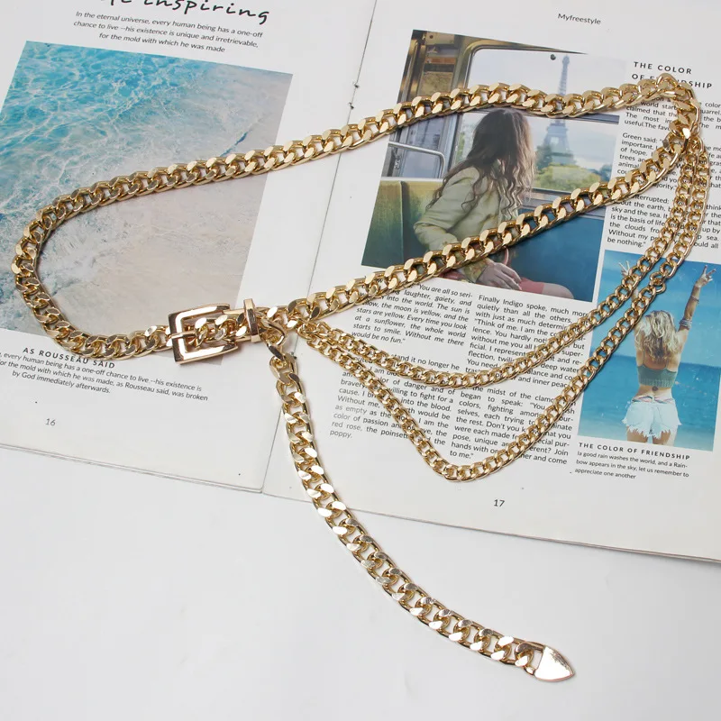  Women Thick Metal Link Waist Chain for Dress