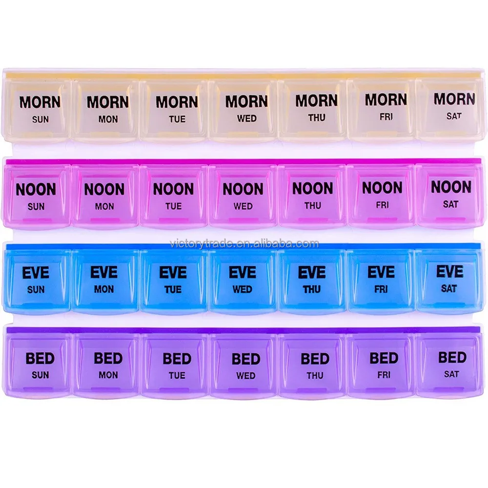 V-pb061 Wholesale Color 4 Rows 28 Compartments Plastic Large Pill Box ...