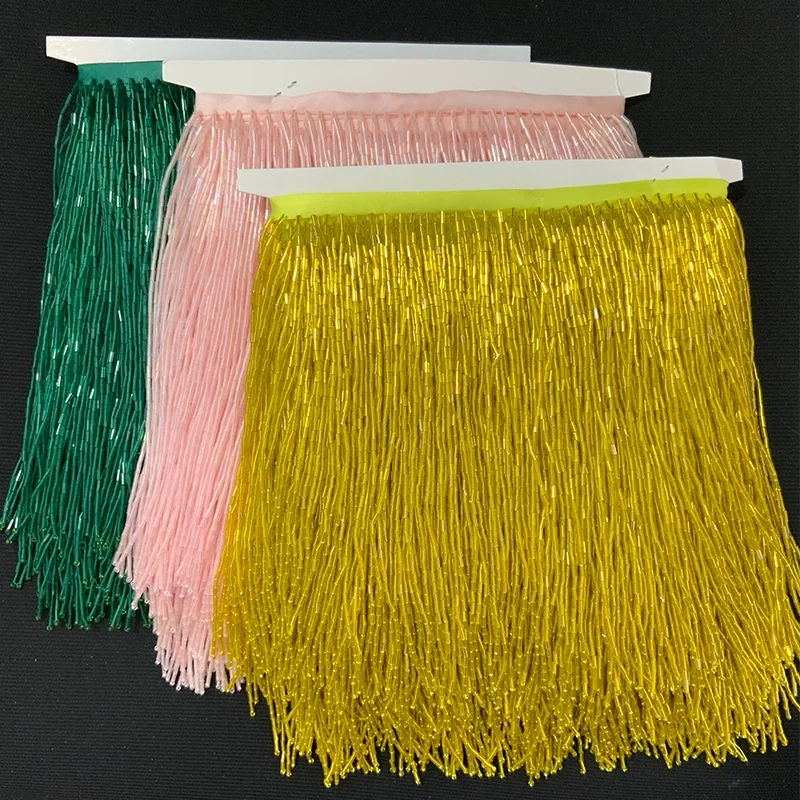 14cm Beaded Fringe Trim Tassel Trims for Dance Costume Haute Couture Dress Trimming Beading Fringe for Clothes