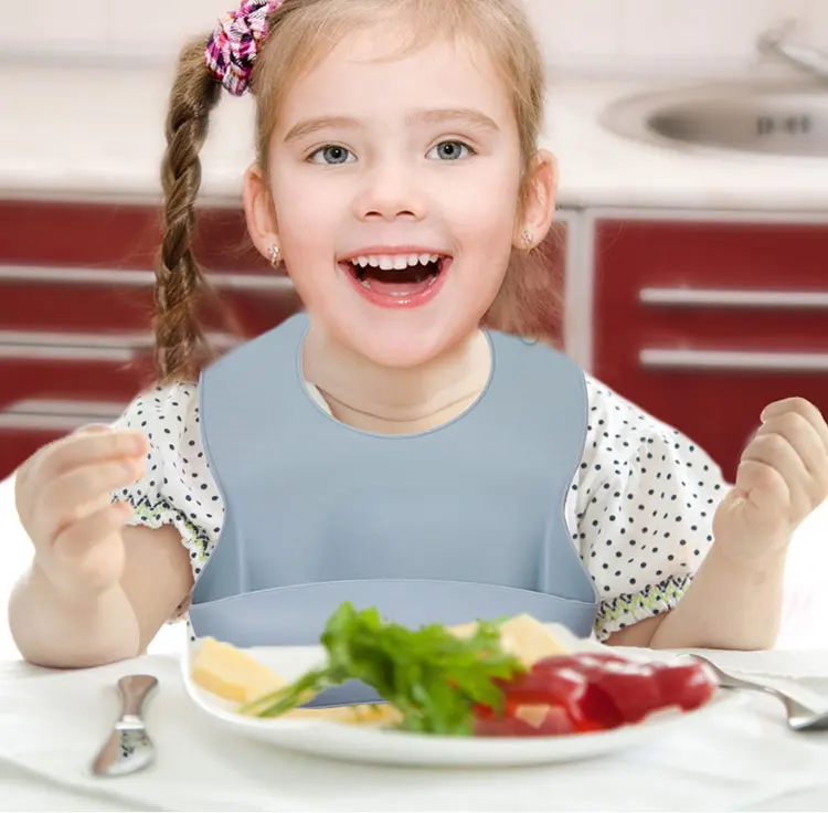 Customize Food Grade Silicone Feeding Baby Bibs Washable Silicone Bib