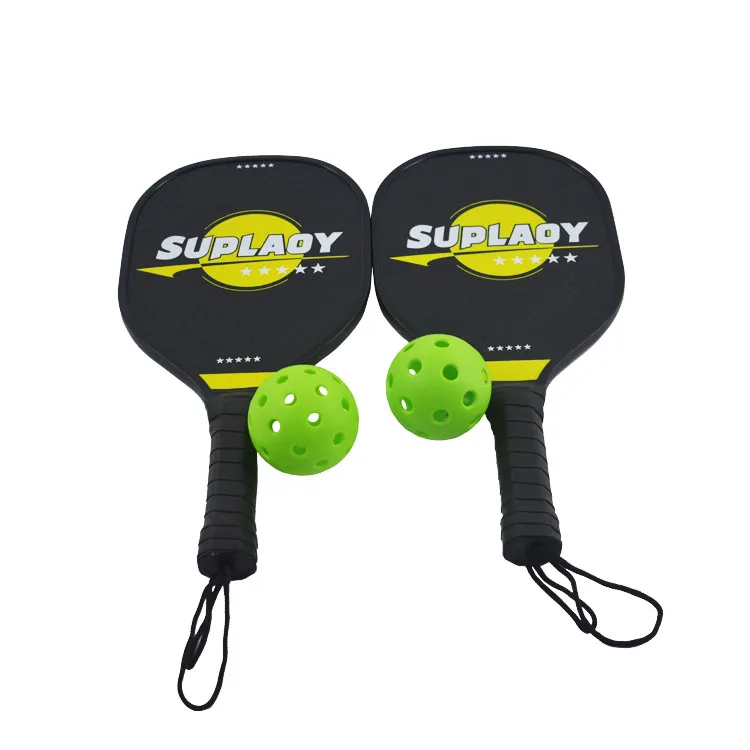 Wooden Pickleball Paddle Beach Racket Pick Paddle Set with Two Rackets Two Balls