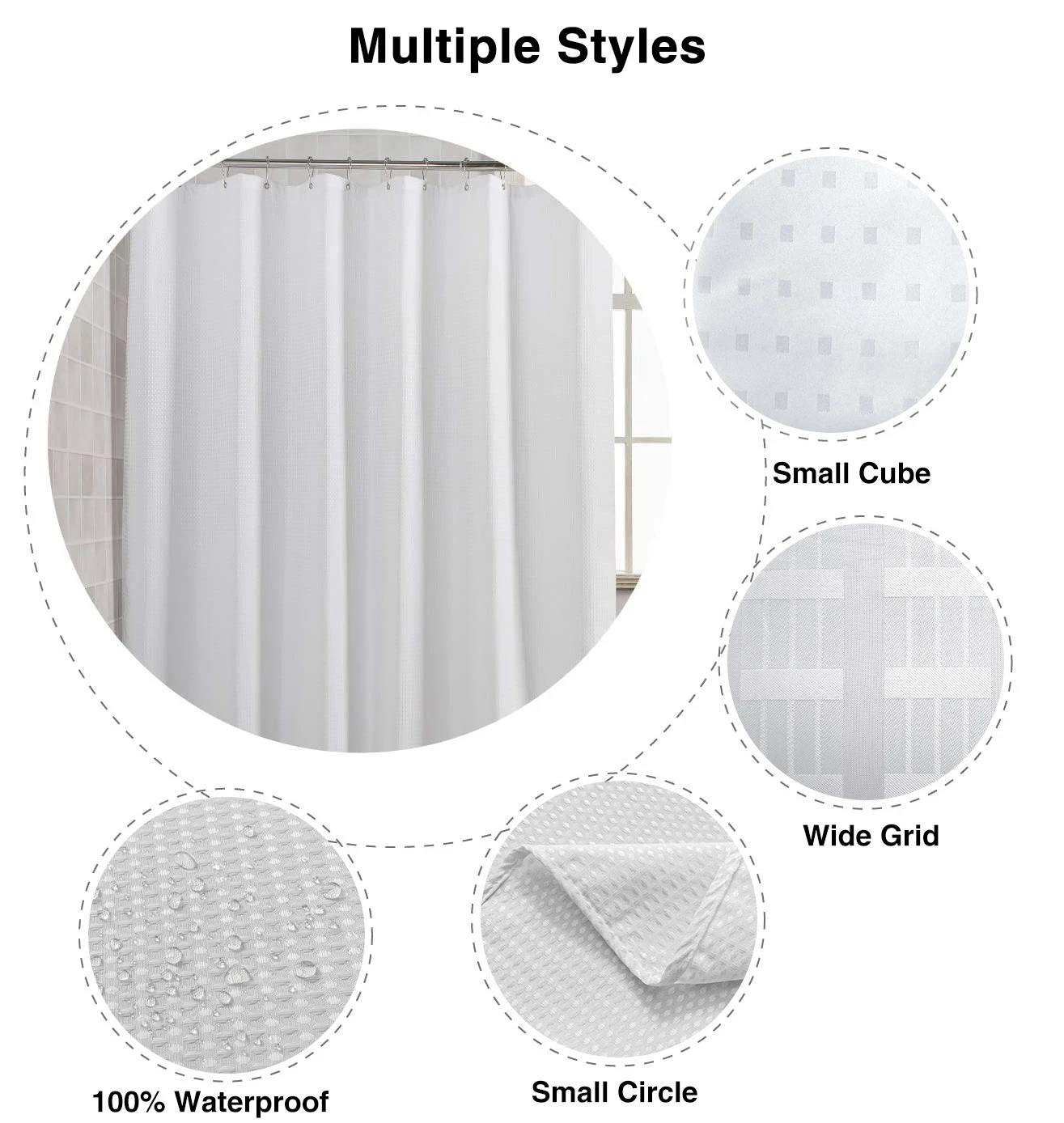 220gsm Waffle Waterproof 72x72/72x84inch Shower Curtain With Clip Buy