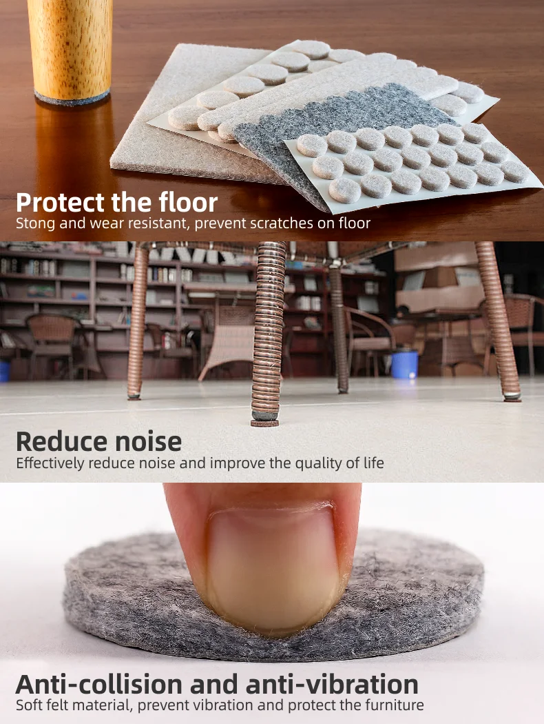 No noise felt floor protector self adhesive felt furniture pads to Protect the Wood Floor with Various Sizes