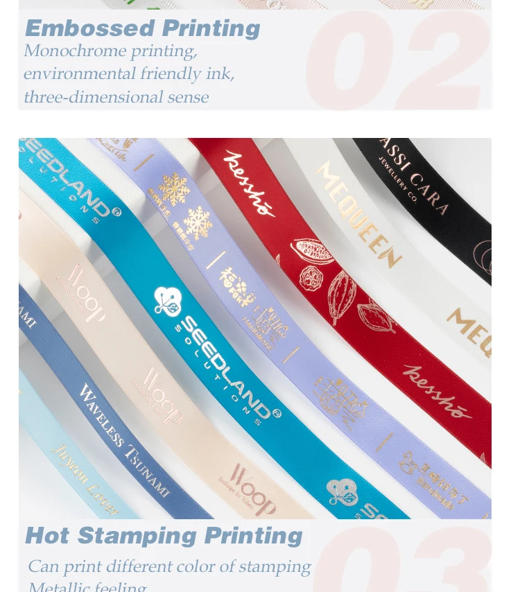 Wholesale Custom Ribbon Personalized 3d Embossed Printing Satin Ribbon