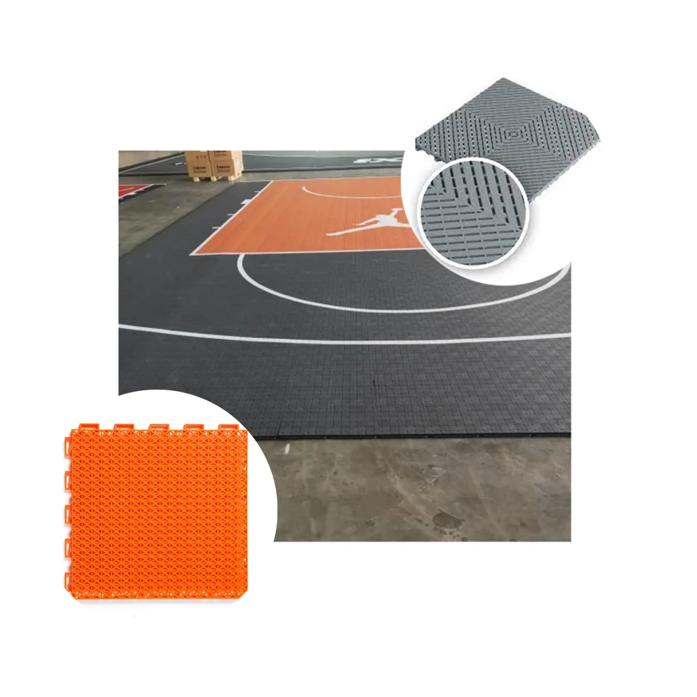 Factory plastic suspended floor easy construction basketball court tiles basketball court tiles