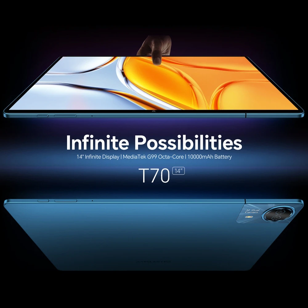 Teclast T70 4G LTE Tablet PC 14 Inch Android 14 MediaTek Helio G99 Octa Core 8GB RAM 256GB Storage Dual SIM Connectivity