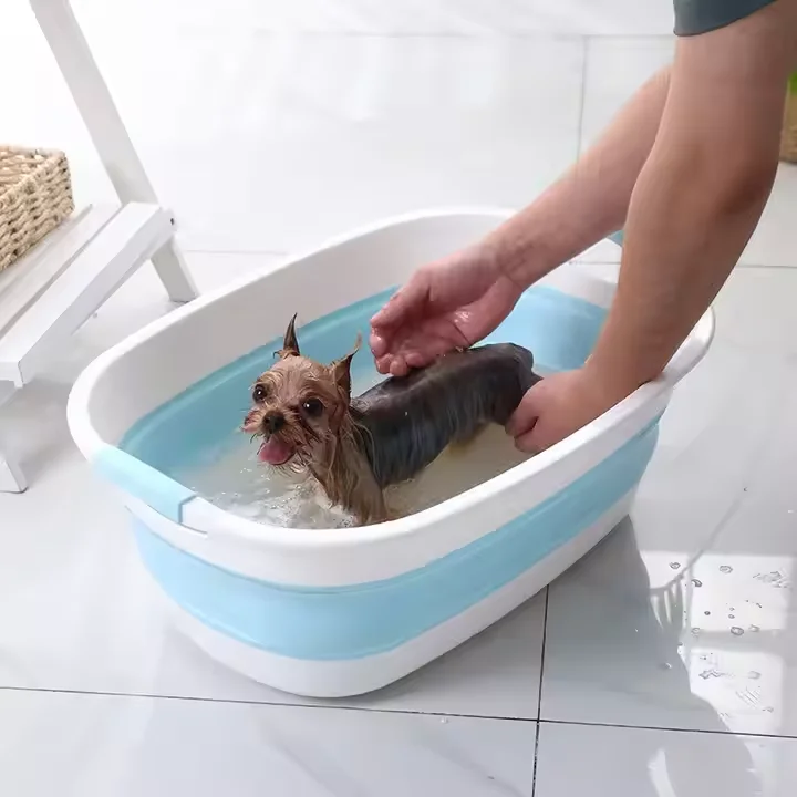 Dainty Factory Plastic Hamper Collapsible Foldable Laundry Basket for Dog Bath Tub Baby Foldable Bath Pet Tub Bathtubs