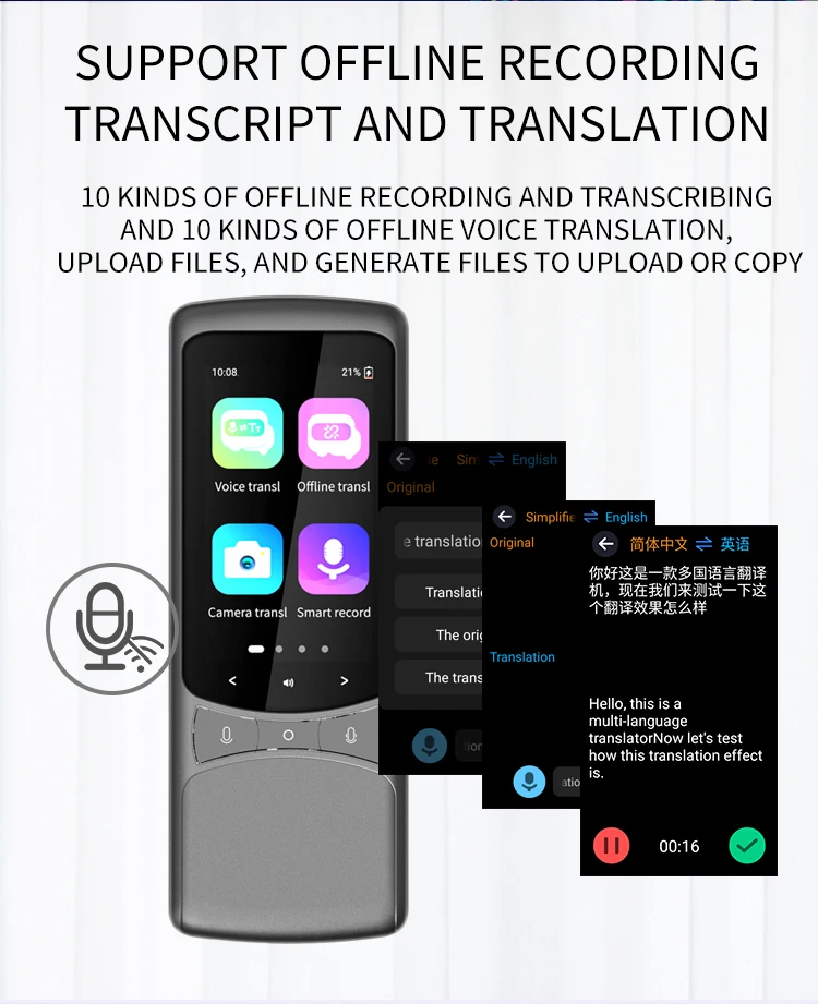 Smart AI Translator 19 Languages Offline Translation Machine Record 138 Voice Tranlslator 4G Photo Simultaneous Translation Pen