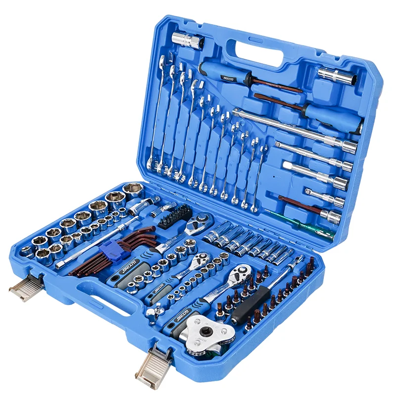 Wholesale 121 PCS Portable Car Repair Tool Box Hardware Tools Wrench Combination Socket Wrench Set