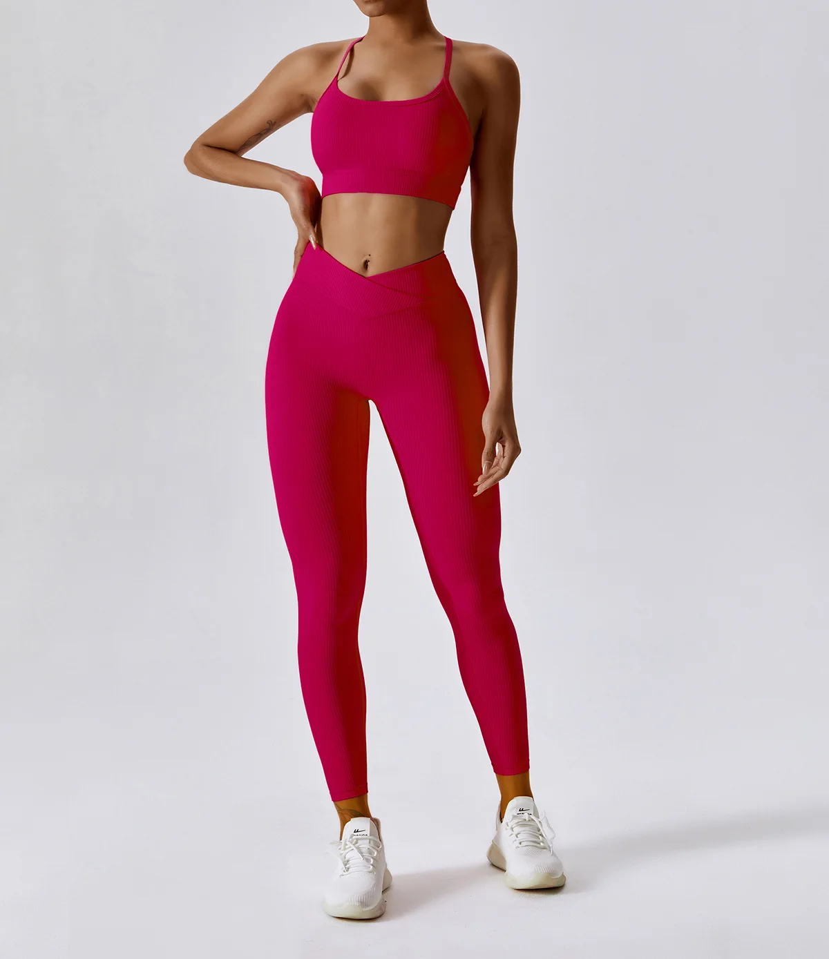 Wholesale High Compression 5 Piece Hollow Long Sleeve Crop Top Gym Wear Set Women Activewear