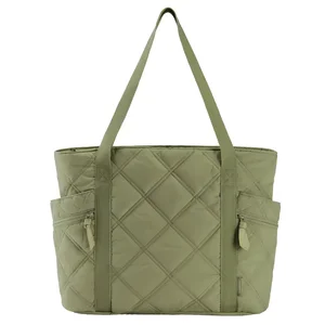 Women's Large Capacity Nylon Quilted Tote Bag Waterproof Expansion Design Embroidery Canvas for Daily Use for All Seasons