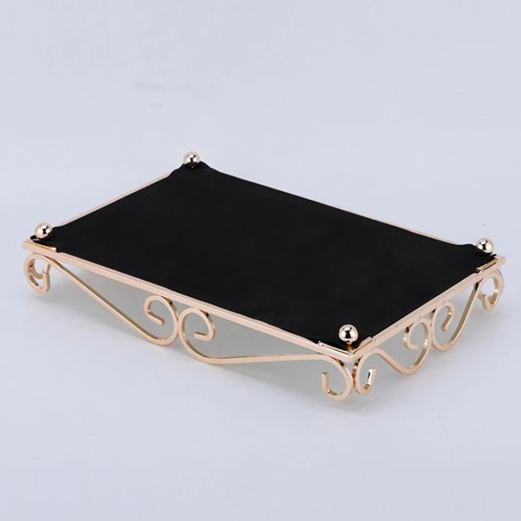 Glass Mirror Vanity Makeup Tray Ornate Jewelry Trinket Tray Organizer Cosmetic Perfume Tray Home Decor Dresser Bathroom Storage
