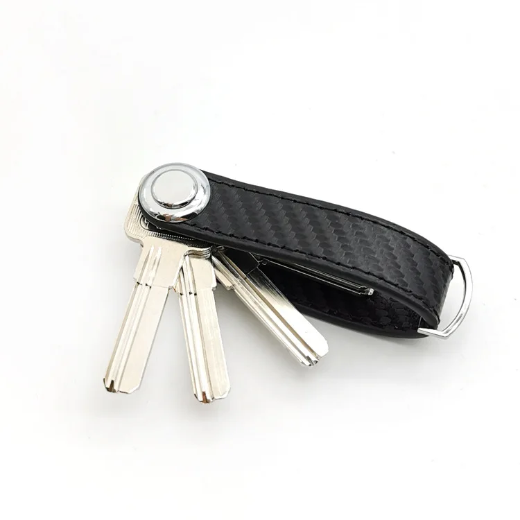 Outdoor Equipment Multifunction Smart Compact Leather Ring Holder Key Chains Organizer Carabiner Keychain_voghion.com