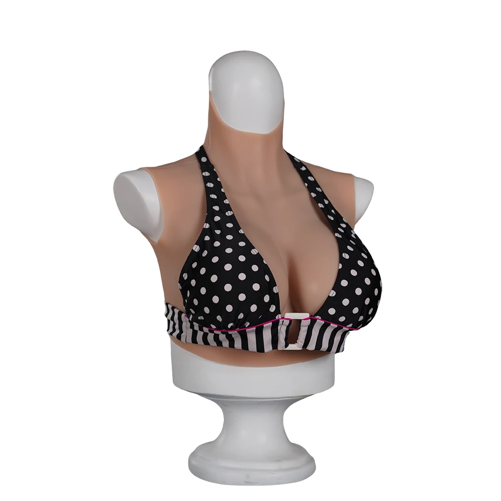 Silicone Breast Forms Short Silicone Fake Boobs for Men Cosplay Drag Queen Transgender Artificial Boobs High Collar Boobs