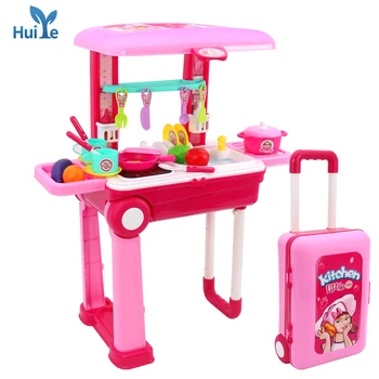 Huiye import toys pretend play sets kids kitchen toy for children Kitchen set for kids Plastic Kitchen Toys Play Set For Kids