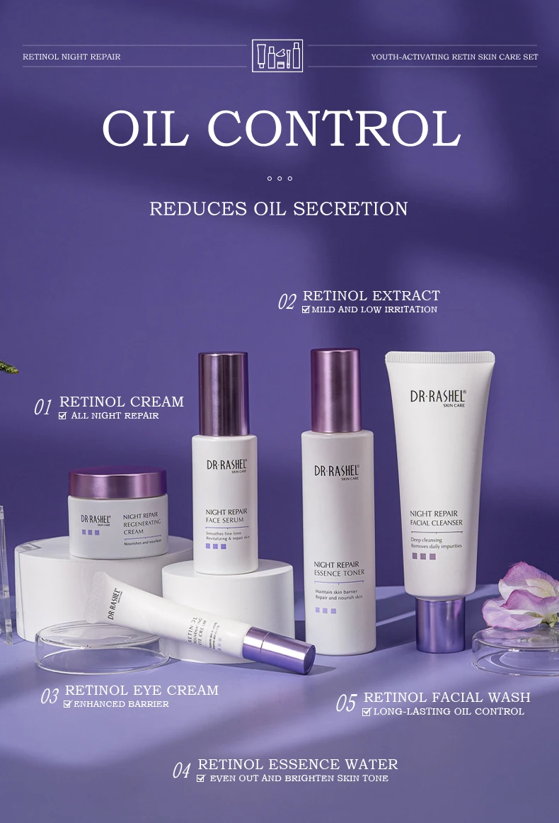 DR RASHEL Radiant White Night Repair Youth-Activating Skin Care Set Targets Dark Circles & Lightens Face Promotes Absorption