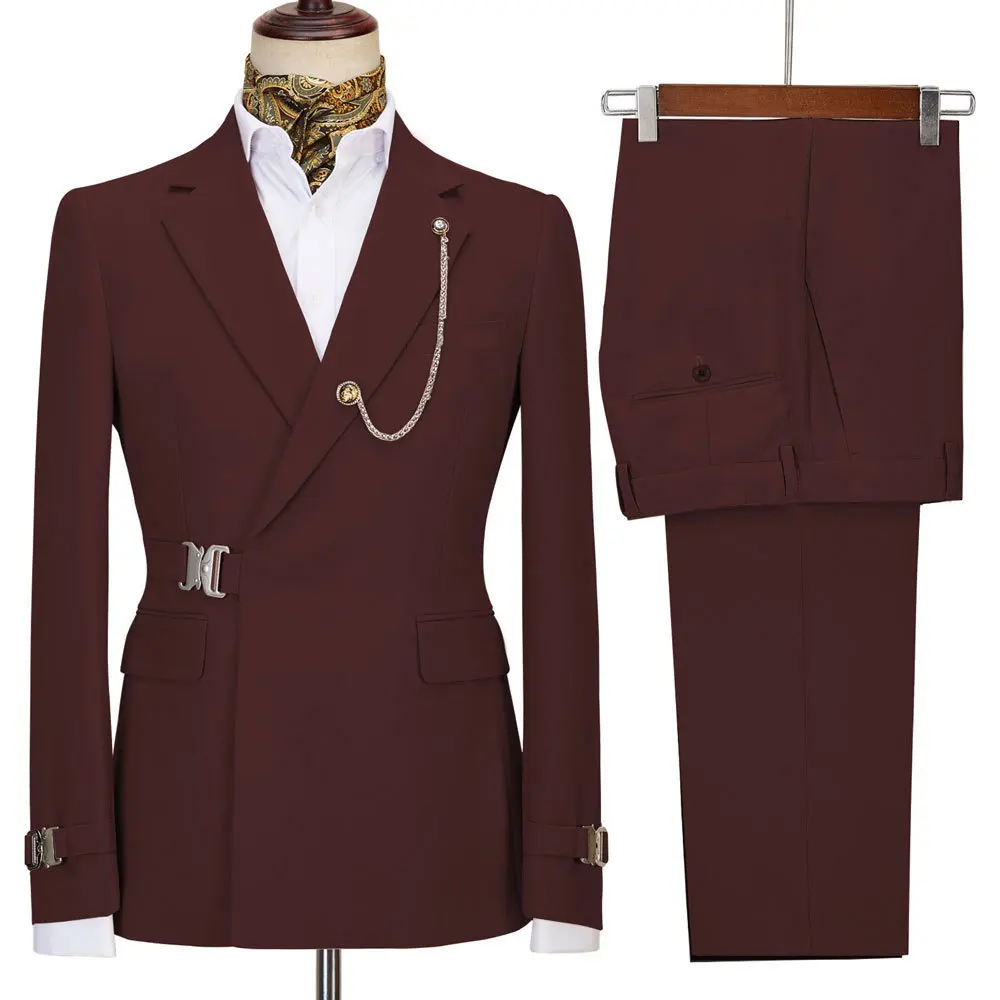 High Quality Striped Fabric Single Breasted Long Sleeves Business Casual Coat Wedding Wear Men Suit Blazer