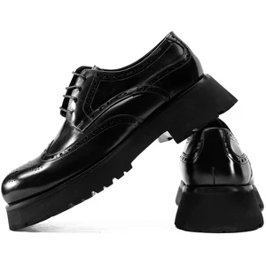 Hanmce Fashion Business Casual British Style Breathable Handmade Male Thick Platform Genuine Leather Wedding Derby Shoes for Men