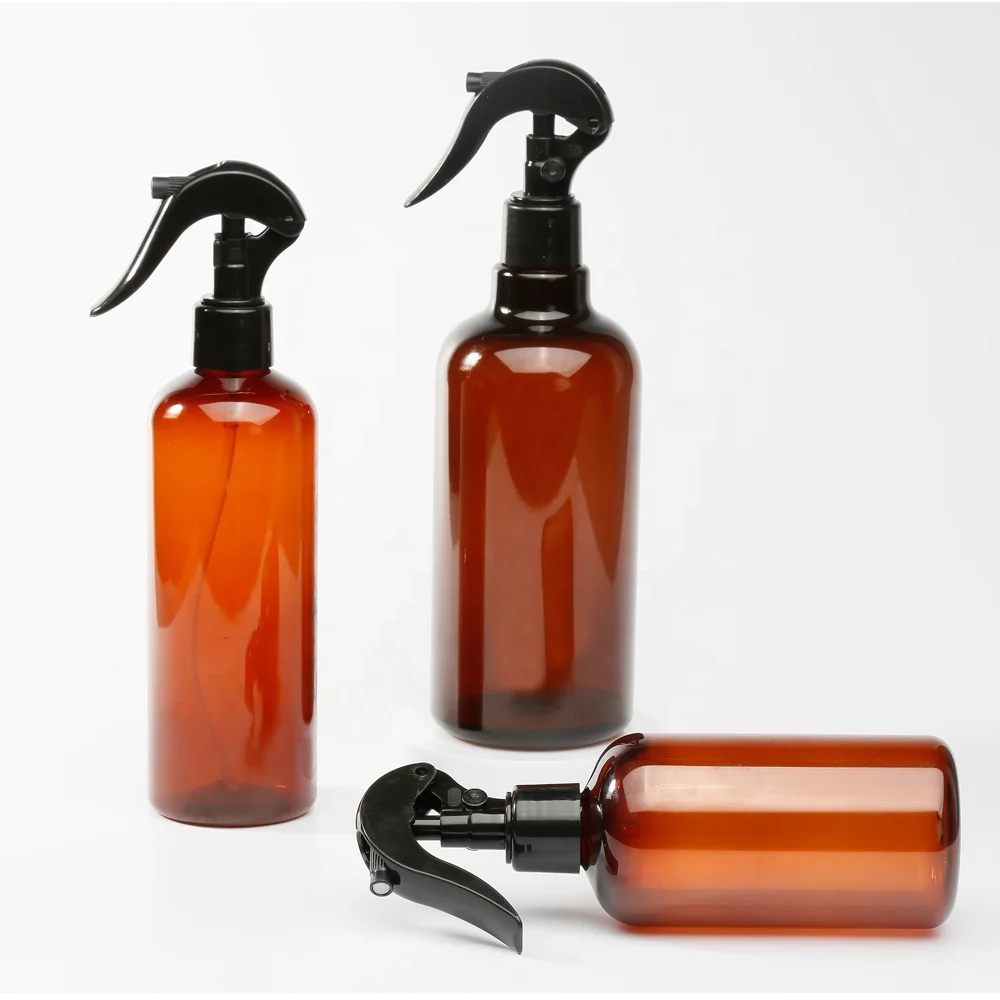 Pet 300ml 500ml 250ml 100ml 200ml Brown Black White clear Amber Black Empty Alcohol Plastic Hair Plastic Trigger Spray Bottle