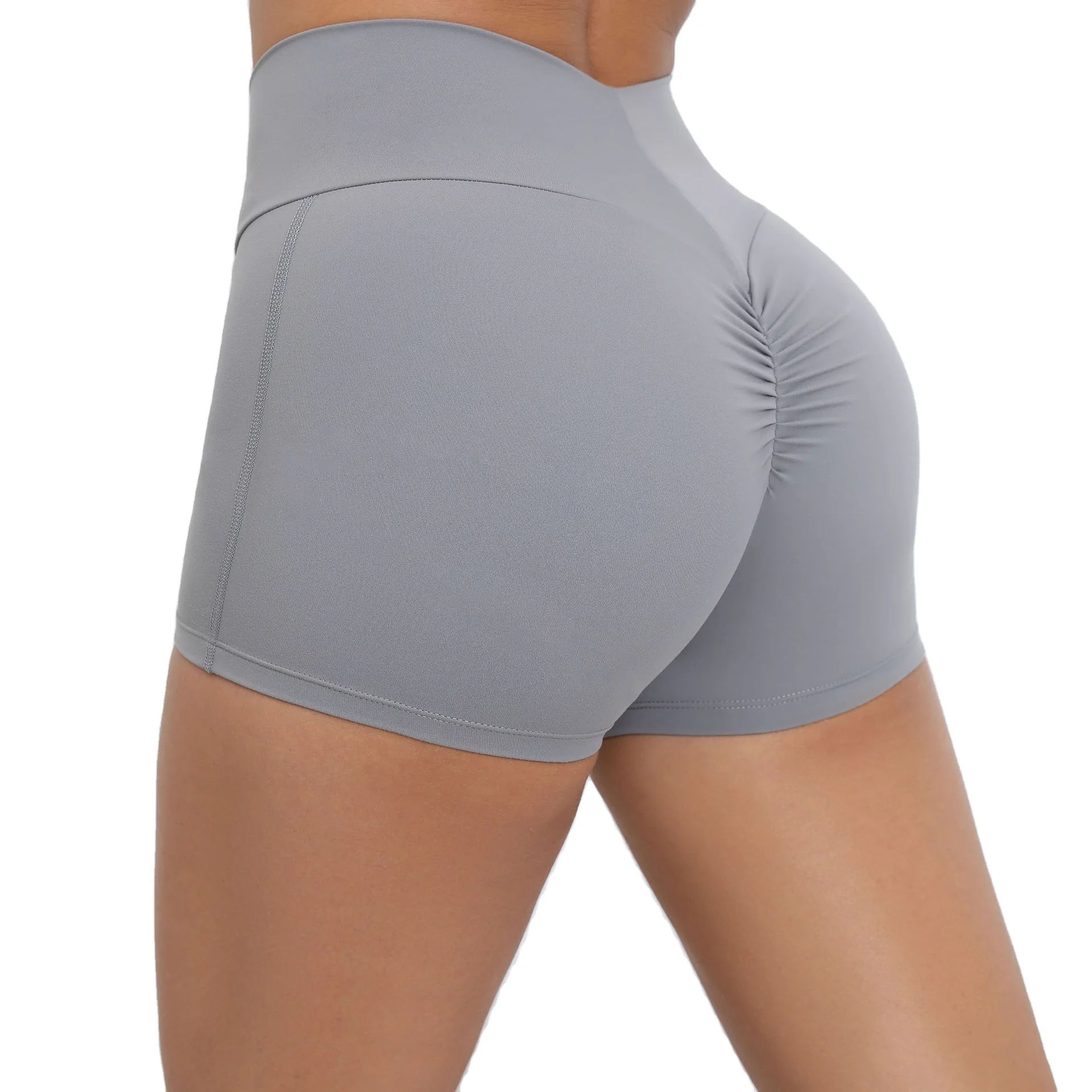 Damen Biker Shorts Scrunch für Sport Fitness Yoga Shorts Hohe Taille Kompression Leichtgewicht Weich V-Ausschnitt Scrunch Shorts