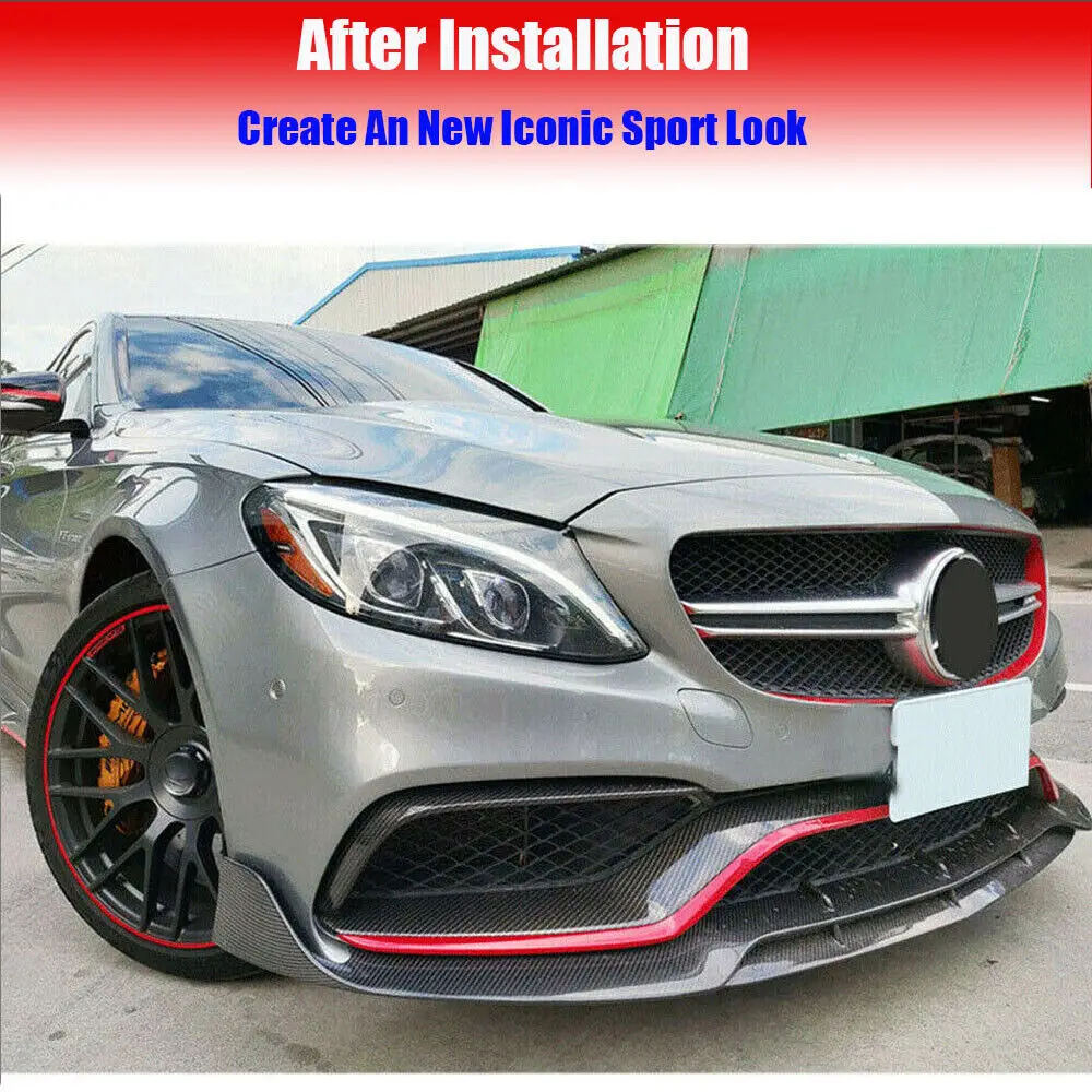 W205 C63 углеродное волокно передний бампер губы разветвители для Mercedes Benz C CLASS Sedan 2015 - 2018