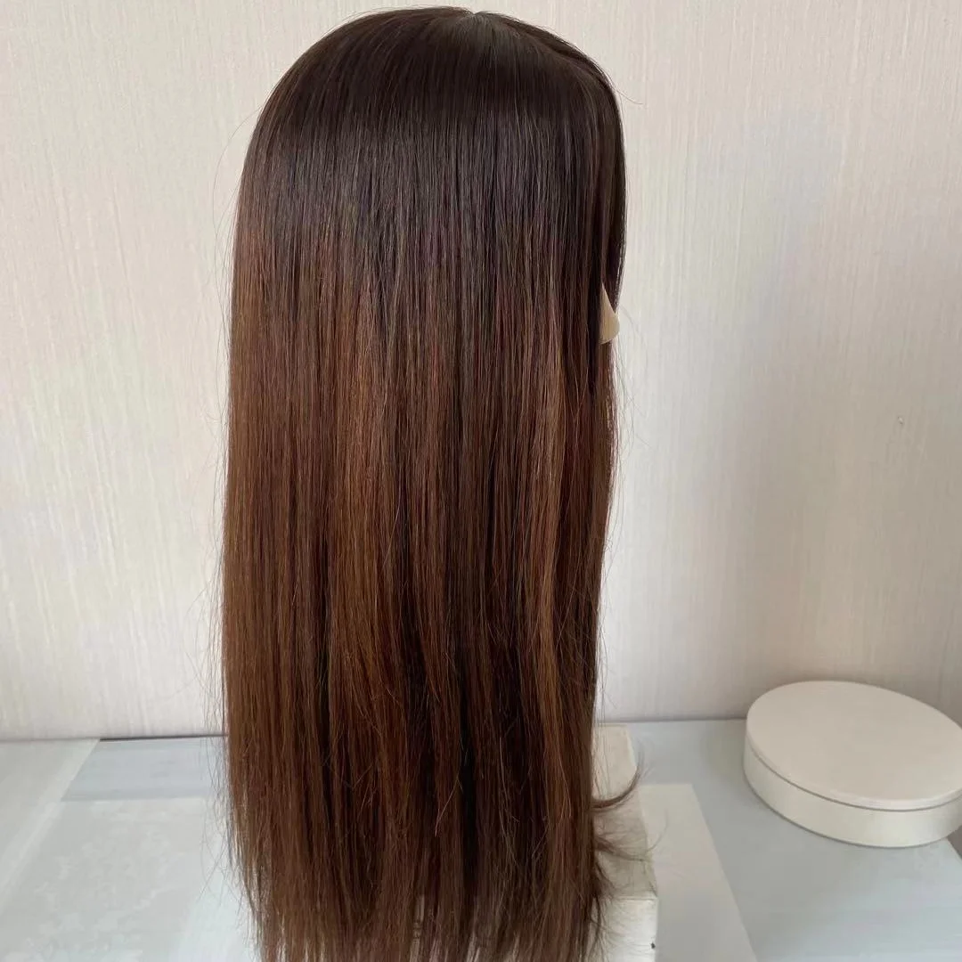 Yefinewig Stock Long 22-24inch Women Hair Topper Brazilian Remy Hair Natural Straight 130% Density Silk Base Closure Ash Blonde