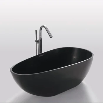 Black Matte Customized Freestanding Luxury Artificial Resin Stone Acrylic Solid Surface Bathtub Bath Tub