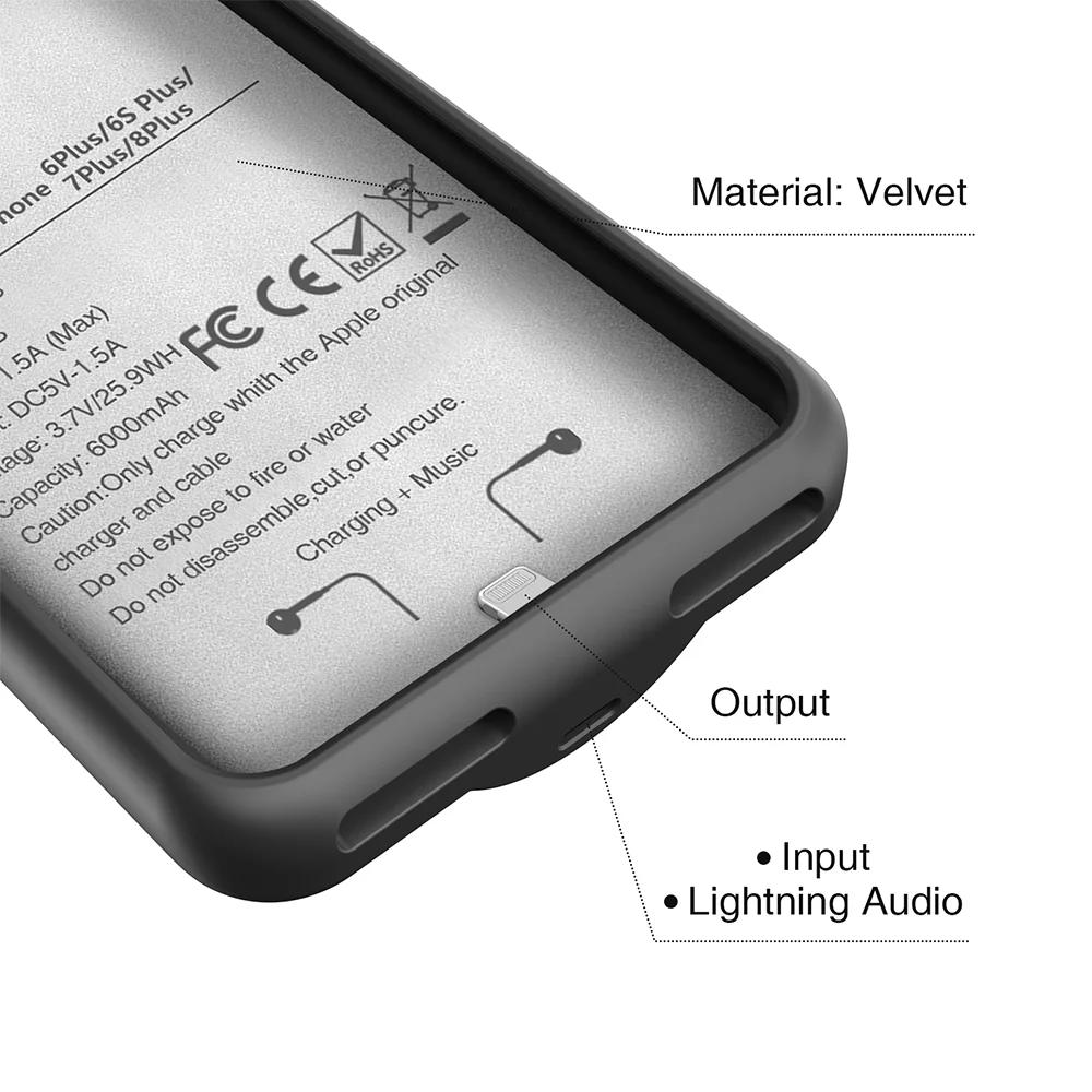 6000mah Battery Case Rechargeable Battery Smart Phone Battery Case For