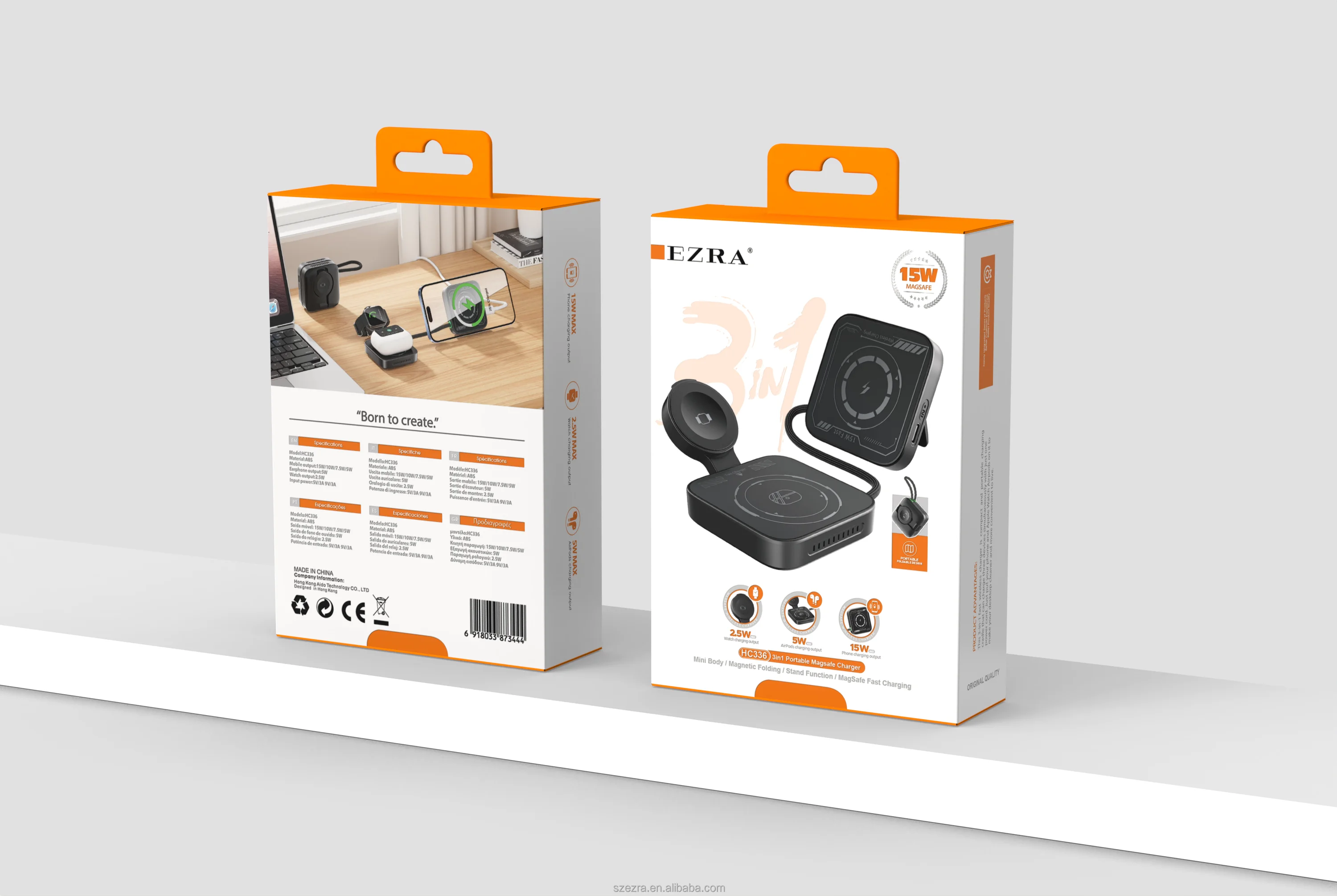 3 1 for Charger 15W Wireless Charging Pad Fast Charging for iPhone Watch for Microphone Type-C 1M Cable Portable