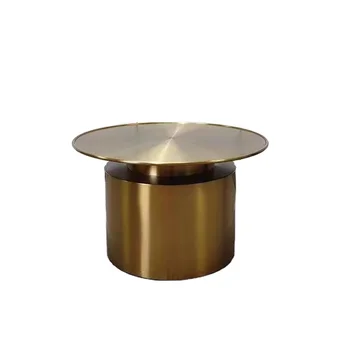 Luxury Modern Living Room Titanium Gold Stainless Steel Centre Coffee Table Set Wholesale Metal Furniture Lecong Factory