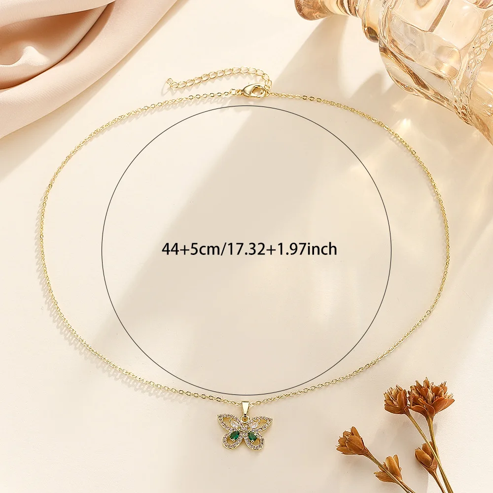 Elegant Zircon Butterfly Pendant Necklace