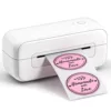 เครื่องพิมพ์สีขาวพร้อมกระดาษสติ๊กเกอร์ขนาด 4x6 จำนวน 10 แผ่น