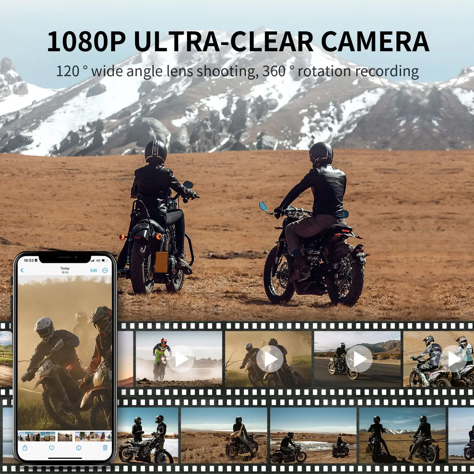 FX30C PRO Motorcycle Intercom Fodsports Waterproof HD 1080P 2 Riders Bluetooth FM Wifi Helmet 1000M Moto Headset Intercom
