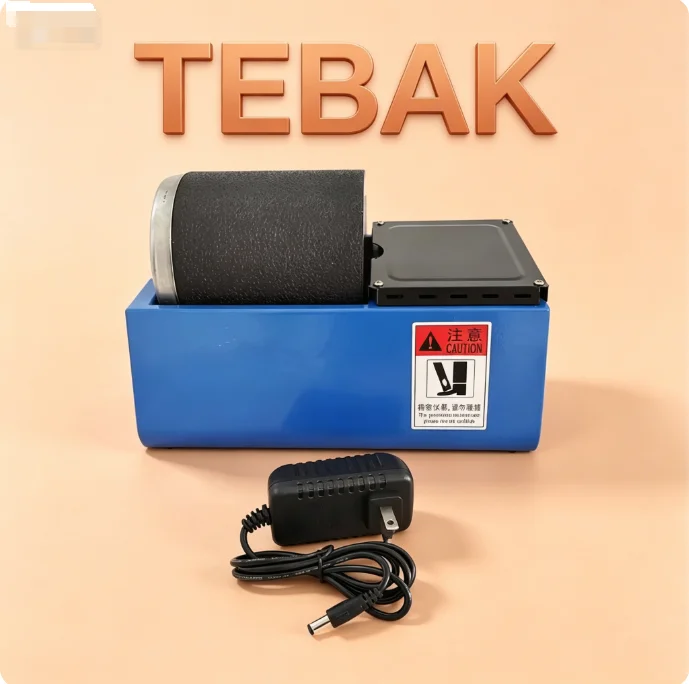 TEBAK Mini Jewelry Polishing Tumbler Machine, Portable Automatic Rock Tumbler with Soft Silicone Roller