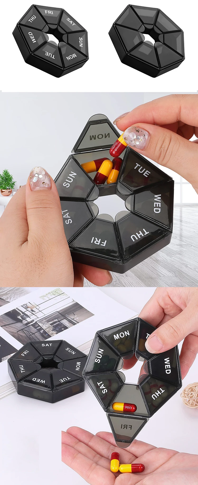 Factory Price Round Pp Pill Box Weekly Am Pm Medicine Organizer With Various Specifications For