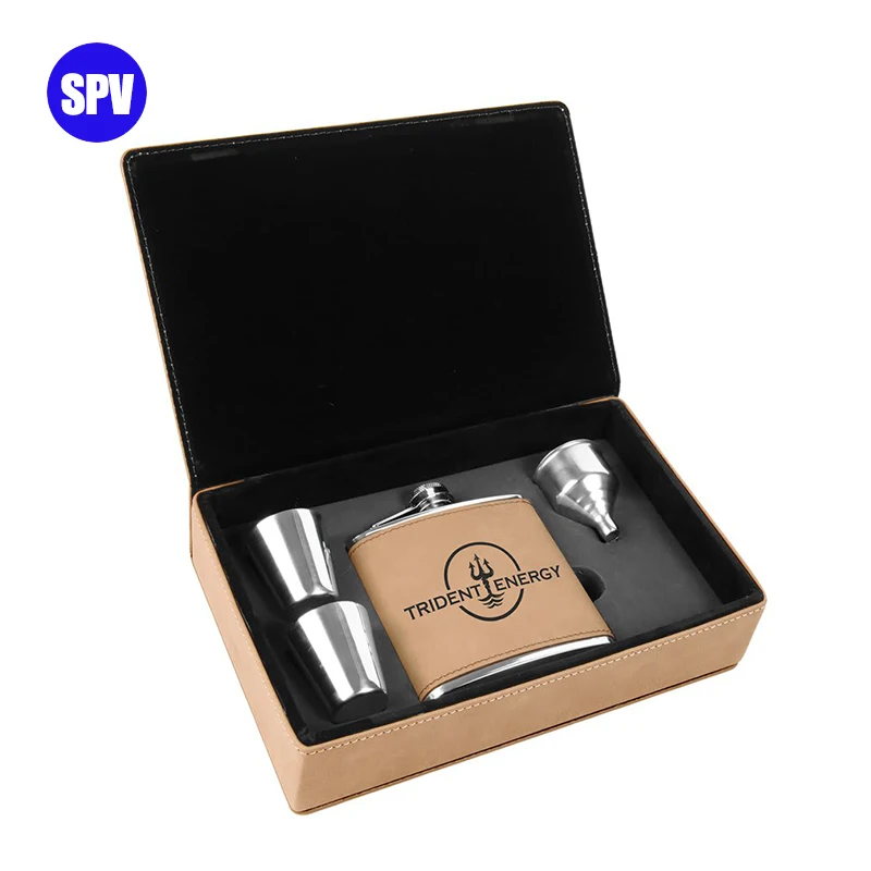 Customized Portable Hip Flask Stainless Steel 6oz Hip Flask Gift Set with Whiskey Cups for Laser Engraving factory