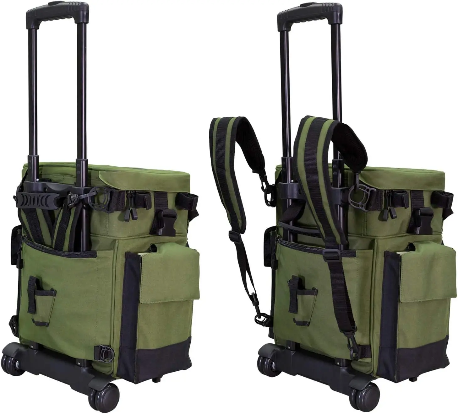 Outdoors Rolling Fishing Tackle Box Storage Bag Backpack