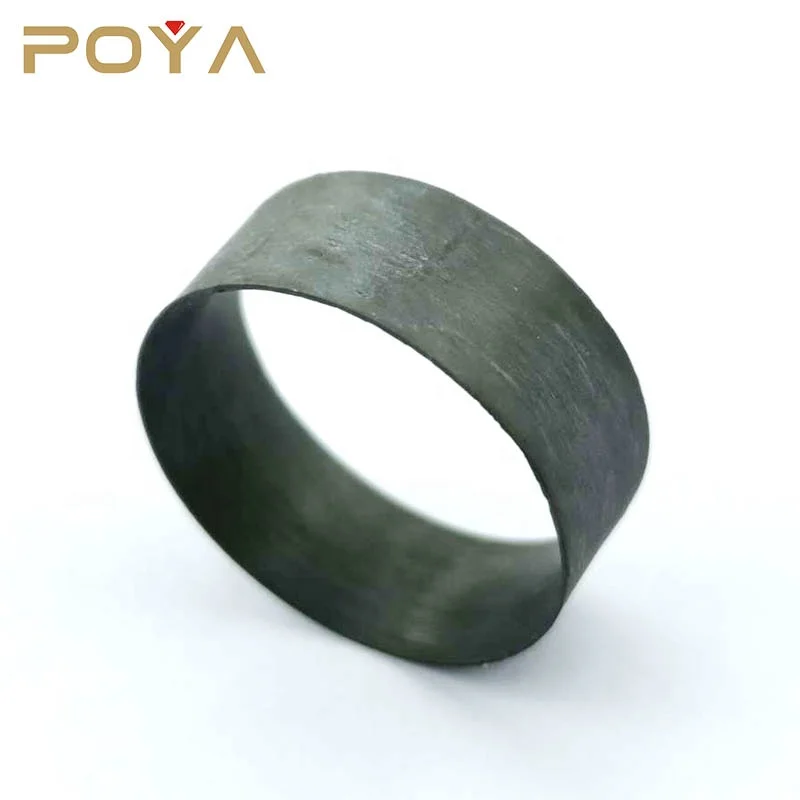 POYA Jewelry 8 mm Ring Core Black Carbon Fiber Liner for Inlay
