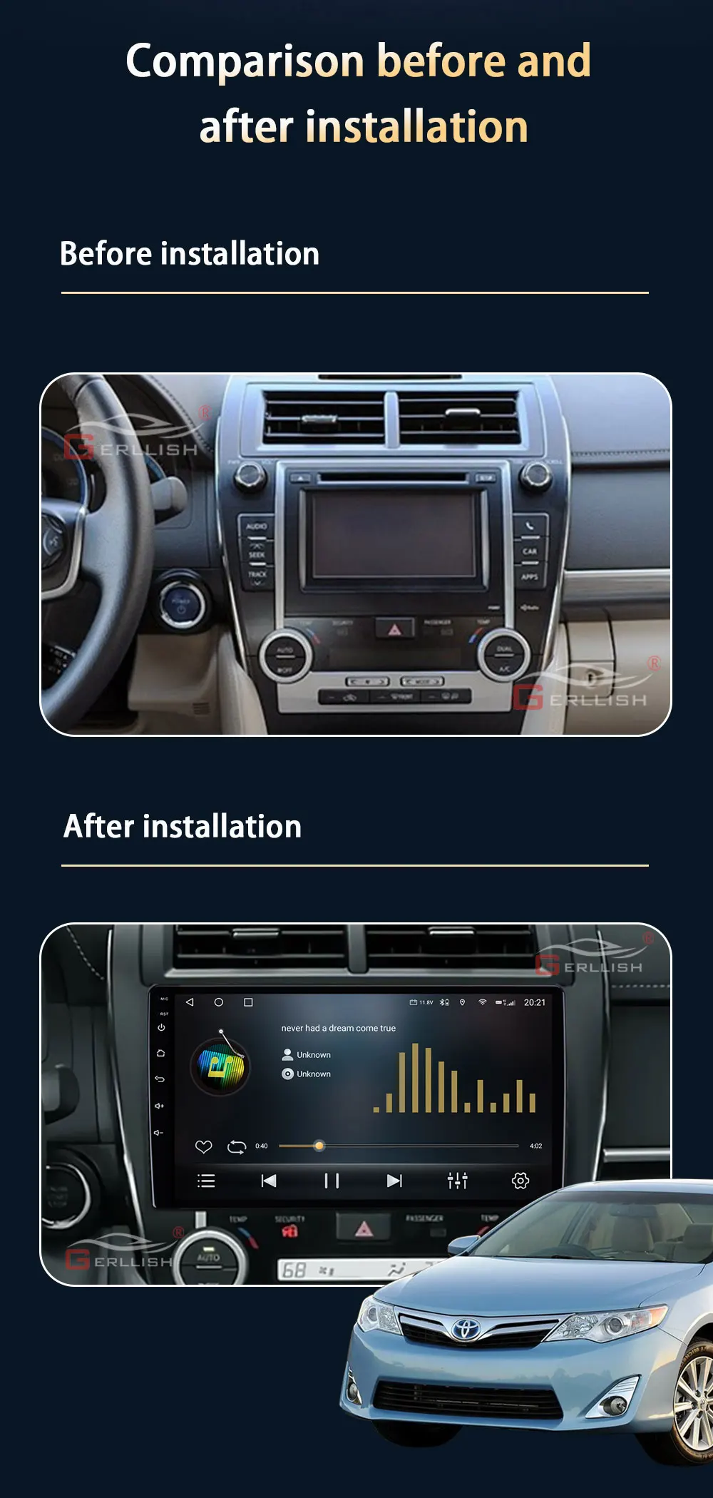 Touch Screen Android Car Radio Dvd Player For Toyota Camry 20122014