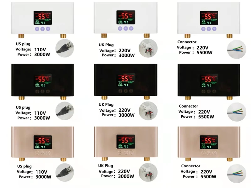 Digital Electric Water Heater Remote Control Instantaneous Tankless Water Heater For Kitchen