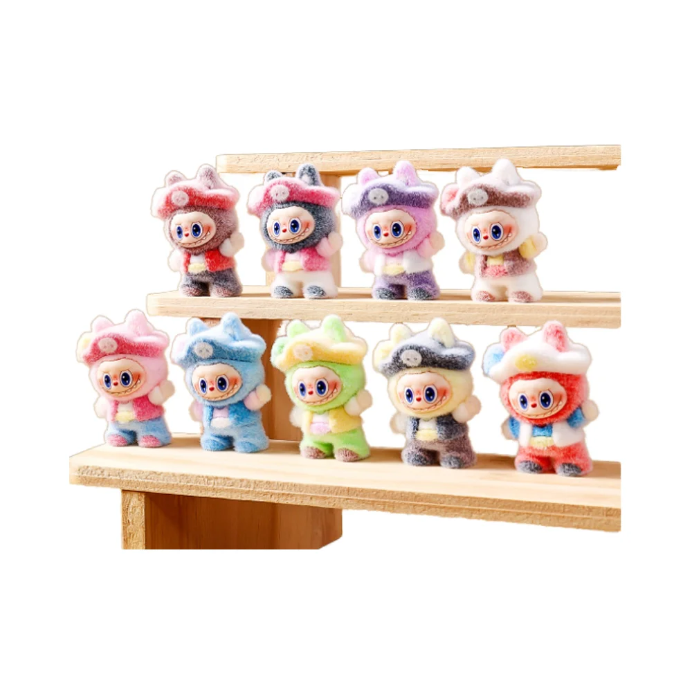 Flock Labubu Animal Cute Tiny Small Mini Terrarium Doll House Cupcake Topper Decor Ornament Miniature 3D Cartoon Rabbit Figurine