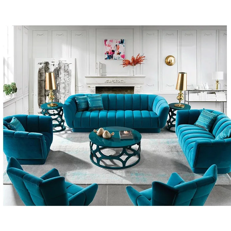 German Sofas Indoor Set Furniture Italian Luxury Living Room Blue