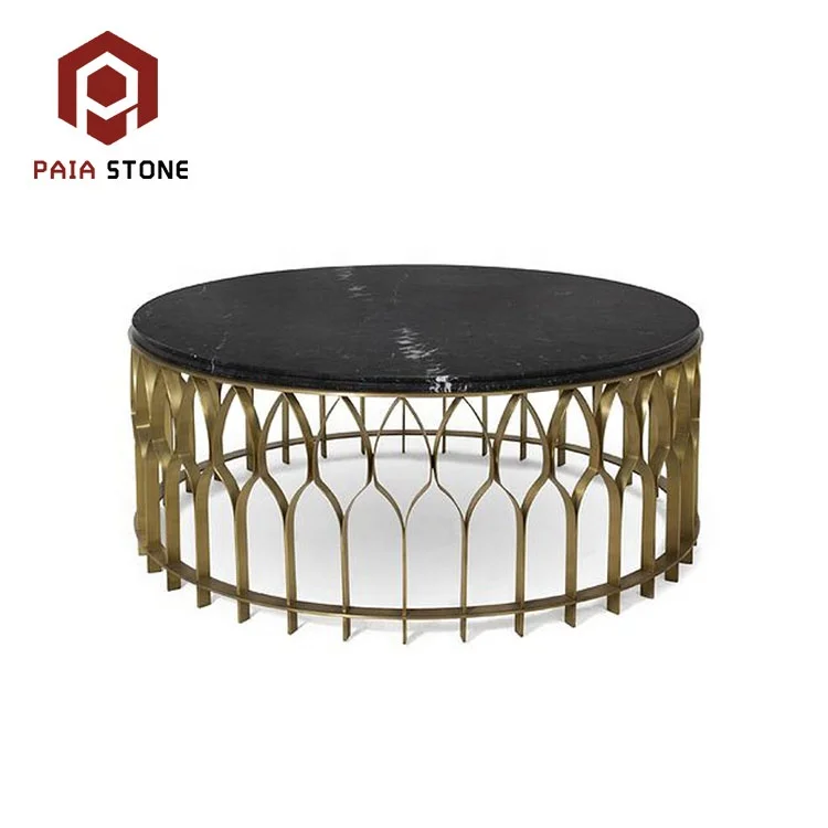 product large square metal leg brown marble coffee table-1