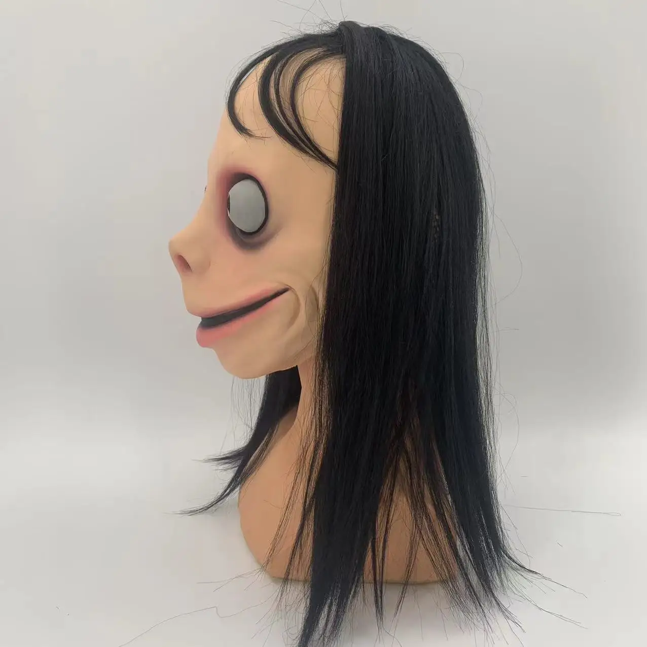 Scary Halloween MOMO Mask with Wig for Women - Eco-friendly Latex