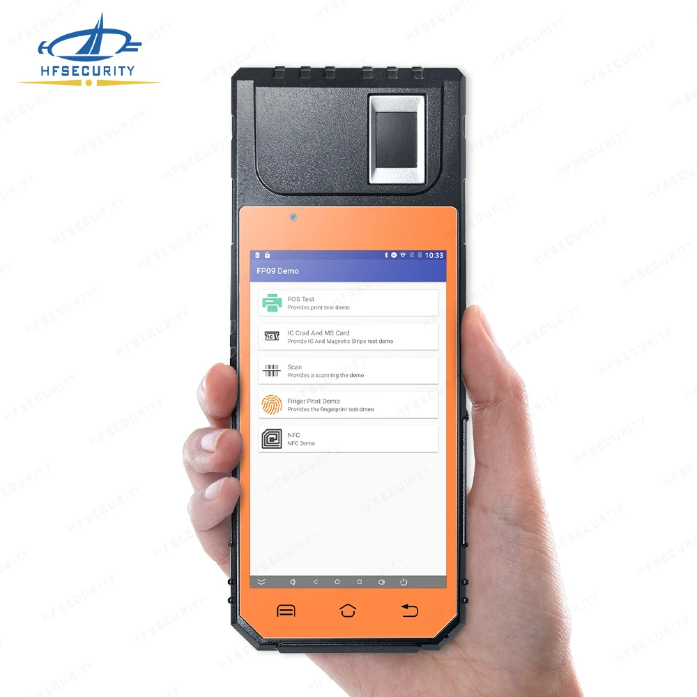 HFSecurity FP09 Android 4G Fingerprint Thermal Printer Barcode Scanner Terminal
