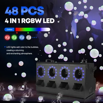 1500W Four-Hole Bubble Smoke Machine  Remote DMX Effect For Wedding Birthday Party 4-color LED Fog Bubble Machine