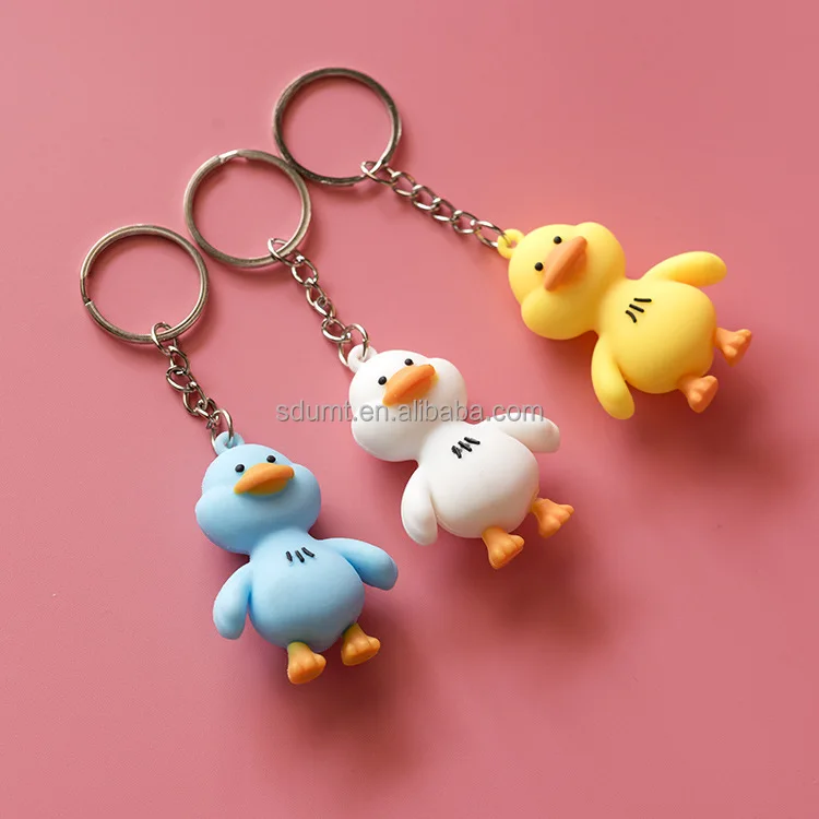 Key Ring Customized 3d Soft Pvc Little Yellow Duck Keychain For Car