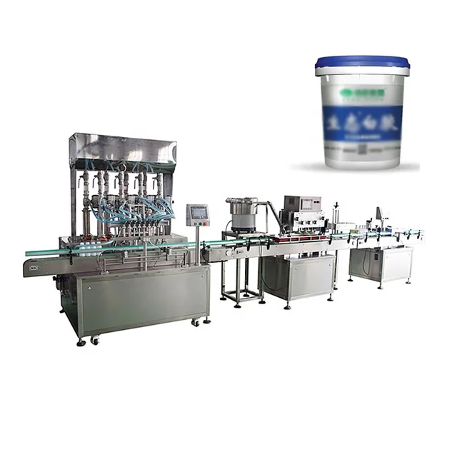 Full Automatic  servo motor Round Liquid White latex liquid adhesive  Small Bottle Filling Capping and Labeling Machine